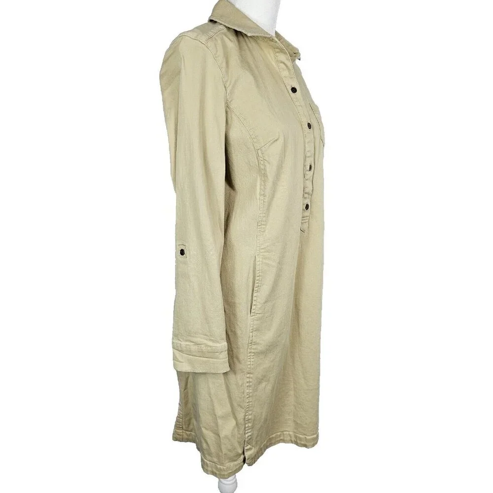 Light Academia Womens 4 Khaki Tan Business Casual Cottagecore Shirt‎ Dress JJill